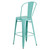 4 Pack 30" High Mint Green Metal Indoor-Outdoor Barstool with Back - Silo Back Angled View