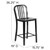 24" High Black Metal Indoor-Outdoor Counter Height Stool with Vertical Slat Back - Dimensions