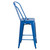 24" High Blue Metal Indoor-Outdoor Counter Height Stool with Removable Back - side view silo - view-6