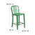 Commercial Grade 24" High Green Metal Indoor-Outdoor Counter Height Stool with Vertical Slat Back