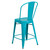 Commercial Grade 24" High Crystal Teal-Blue Metal Indoor-Outdoor Counter Height Stool with Back - view-7