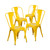 4 Pack Yellow Metal Indoor-Outdoor Stackable Chair - view-0