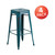 Commercial Grade 4 Pack 30" High Backless Distressed Kelly Blue-Teal Metal Indoor-Outdoor Barstool - view-1