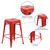 24" High Backless Red Metal Indoor-Outdoor Counter Height Stool with Square Seat - view-6