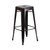 30” High Backless Black-Antique Gold Metal Indoor-Outdoor Barstool with Square Seat