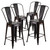 4 Pack 24" High Black-Antique Gold Metal Indoor-Outdoor Counter Height Stool with Removable Back