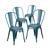 4 Pack Distressed Kelly Blue-Teal Metal Indoor-Outdoor Stackable Chair - view-0