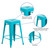 24" High Backless Crystal Teal-Blue Indoor-Outdoor Counter Height Stool - Chair Details