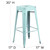 4 Pack 30" High Backless Distressed Green-Blue Metal Indoor-Outdoor Barstool - Dimensions Silo Image