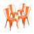 4 Pack Orange Metal Indoor-Outdoor Stackable Chair