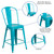 4 Pack 24" High Crystal Teal-Blue Metal Indoor-Outdoor Counter Height Stool with Back - Features Silo Image