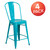 4 Pack 24" High Crystal Teal-Blue Metal Indoor-Outdoor Counter Height Stool with Back - Pack Silo Image