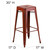 4 Pack 30" High Backless Distressed Kelly Red Metal Indoor-Outdoor Barstool - Dimensions Silo Image - view-6