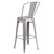 30" High Silver Metal Indoor-Outdoor Barstool with Removable Back -  Rear Facing Silo Image