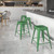 24" High Backless Green Metal Indoor-Outdoor Counter Height Stool with Square Seat -   Lifestyle Image - view-1