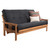 Monterey Futon Frame in Butternut Finish with Suede Black Mattress - Silo Angled View - view-0