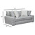 Serene Gray - Loveseat with dimensions