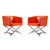 Hollywood Lounge Accent Chair in Orange and Polished Chrome (Set of 2) - Front View