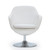 Caisson Faux Leather Swivel Accent Chair in White and Polished Chrome - Front View