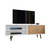 Liberty 62.99" Mid-Century Modern TV Stand in White and 3D Brown Prints