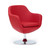 Caisson Faux Leather Swivel Accent Chair in Red and Polished Chrome