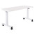 5 ft. Wide Pneumatic Height Adjustable Table with Locking Black Casters and White Steel Frame/White Laminate Top