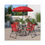 Nantucket 6 Piece Red Patio Garden Set with Umbrella Table and Set of 4 Folding Chairs - view-0