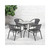 28'' Square Glass Metal Table with Gray Rattan Edging and 4 Gray Rattan Stack Chairs - view-0