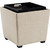 Rockford Storage Ottoman in Cream - Angled View with Storage Top