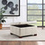 Detour Strap Square Storage Ottoman in Cream Faux Leather - Lifestyle with Lid Open