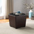 Rockford Storage Ottoman in Cocoa Faux Leather - Lifestyle with Storage Lid On