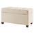 Storage Ottoman in Cream Fabric - Left Angle View