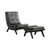 Tustin Lounge Chair and Ottoman Set With Black Faux Leather Fabric and Black Legs