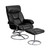 Contemporary Multi-Position Recliner and Ottoman with Metal Base in Black LeatherSoft