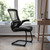 Black Mesh Sled Base Side Reception Chair with White Stitched LeatherSoft Seat and Flip-Up Arms - view-2