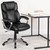 Mid-Back Black LeatherSoft Executive Swivel Office Chair with Padded Arms - view-0