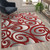 Willow Collection Modern High-Low Pile Swirled 5' x 7' Red Area Rug - Olefin Accent Rug - Entryway, Bedroom, Living Room - view-0
