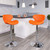 2 Pack Contemporary Orange Vinyl Adjustable Height Barstool with Curved Back and Chrome Base - Lifestyle