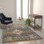 Lodi Collection Southwestern 5' x 7' Blue Area Rug - Olefin Rug with Jute Backing for Hallway, Entryway, Bedroom, Living Room - view-0