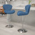 2 Pack Contemporary Blue Fabric Adjustable Height Barstool with Curved Back and Chrome Base