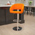 Contemporary Orange Vinyl Adjustable Height Barstool with Rounded Mid-Back and Chrome Base - view-0
