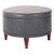Alloway Storage Ottoman in Pewter Faux Leather with Antique Bronze Nailheads - view-0