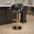 Contemporary Black Vinyl Adjustable Height Barstool with Rounded Mid-Back and Gold Base - view-0