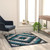 Teagan Collection Southwestern 4' x 5' Turquoise Area Rug - Olefin Rug with Jute Backing - Entryway, Living Room, Bedroom - view-0