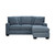 Crestview Track Arm Blue Sofa Chaise Front View