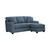 Crestview Rolled Arm Blue Sofa Chaise Angled View