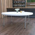 6-Foot Round Granite White Plastic Folding Table With Grey Metal