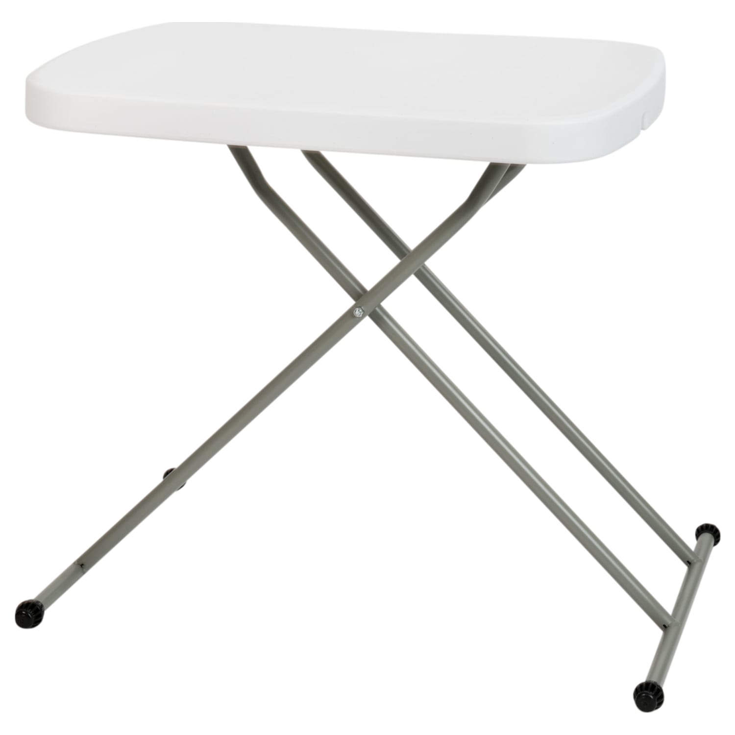 26 Inch Granite White Indoor/Outdoor Plastic Folding Table, Adjustable Height Commercial Grade Side Table, Laptop Table, TV Tray