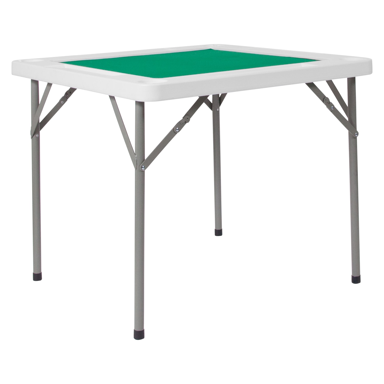 34.5” Square 4-Player Folding Card Game Table with Green Playing Surface and Cup Holders