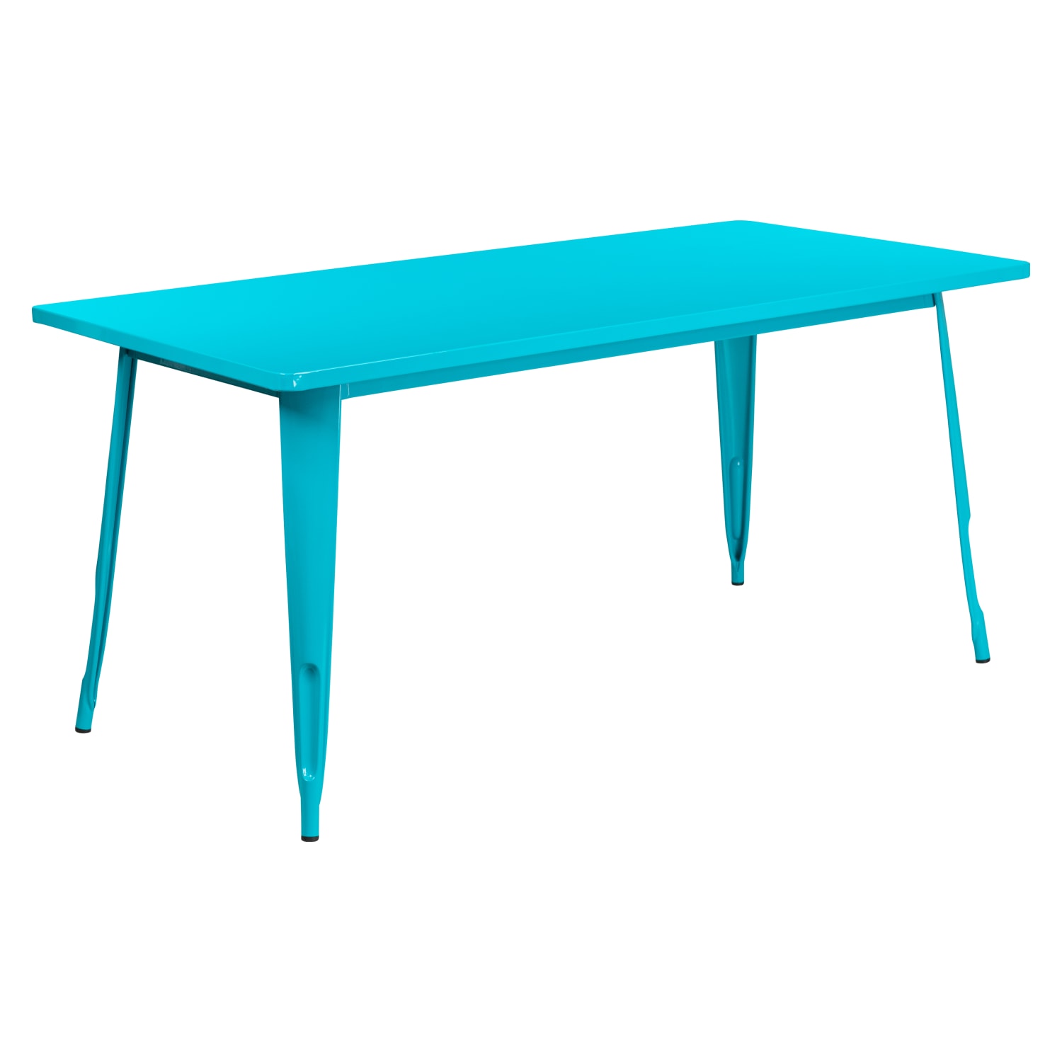 31.5” x 63” Rectangular Crystal Teal-Blue Metal Indoor-Outdoor Table